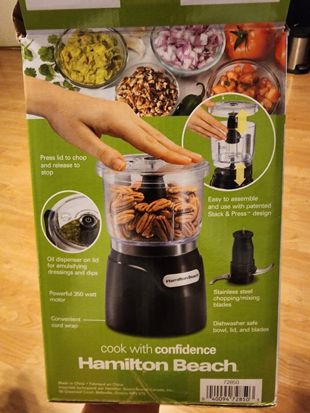 Hamilton Beach 3-Cup Stack & Press Food Chopper- Black
